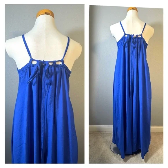 COS V Neck Wide Leg Jumpsuit Womens Size Large Blue - Picture 2 of 11